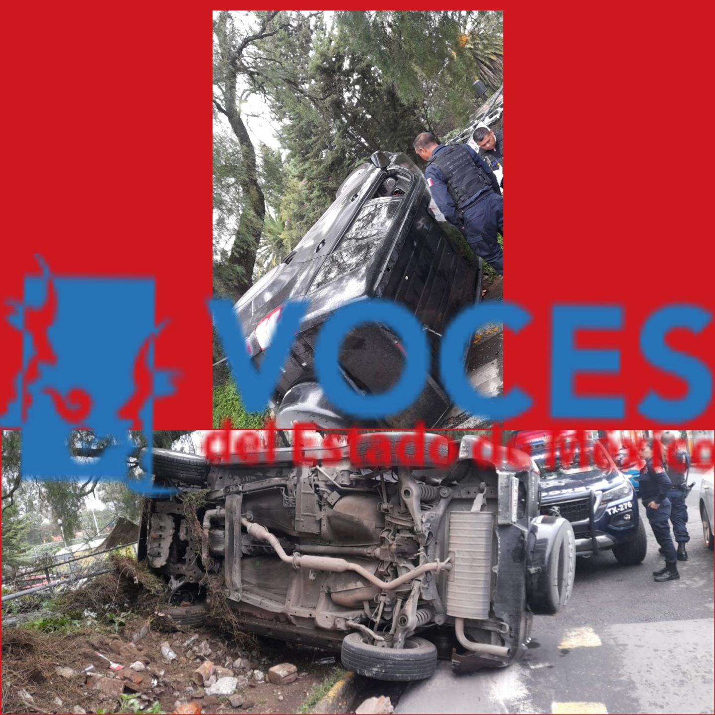 Se volcó camioneta en San Mateo Huexotla Texcoco, iba el conductor en estado de ebriedad. 