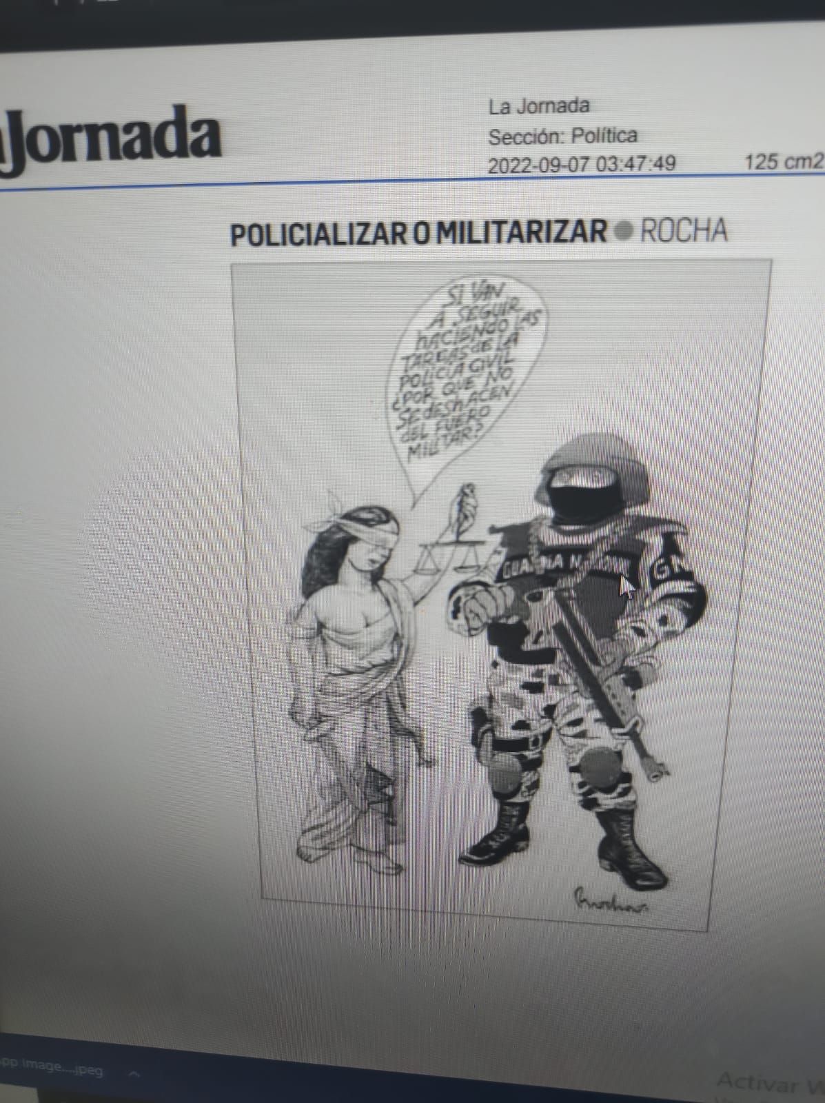 #El cartón publicado hoy en el Periódico La Jornada