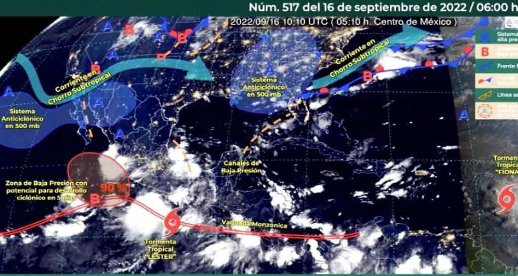 La tormenta tropical Lester originará lluvias puntuales torrenciales 