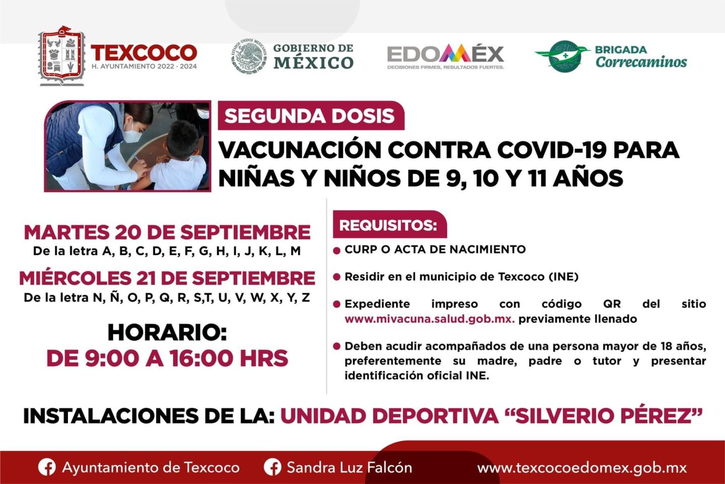 Consulta las sedes para vacuna segunda dosis COVID-19, para  menores de 9,10 y 11 años cumplidos 
