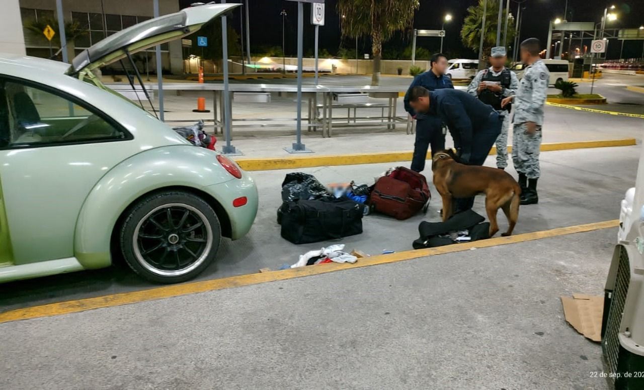 En Coahuila un binomio canino de Aduanas México detecta material bélico dentro de automóvil