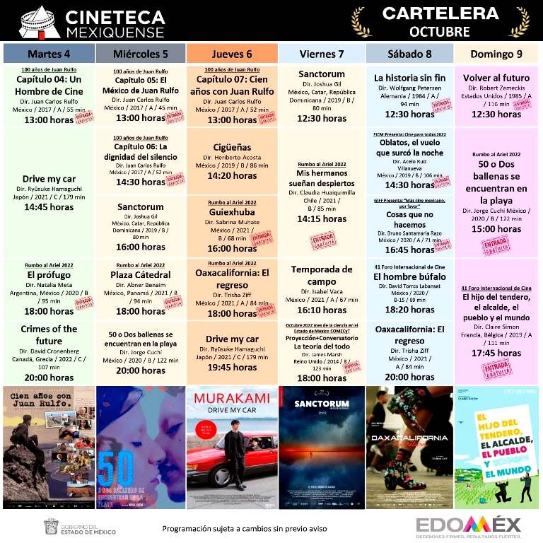 La Cineteca Mexiquense invita a disfrutar de sus ciclos
