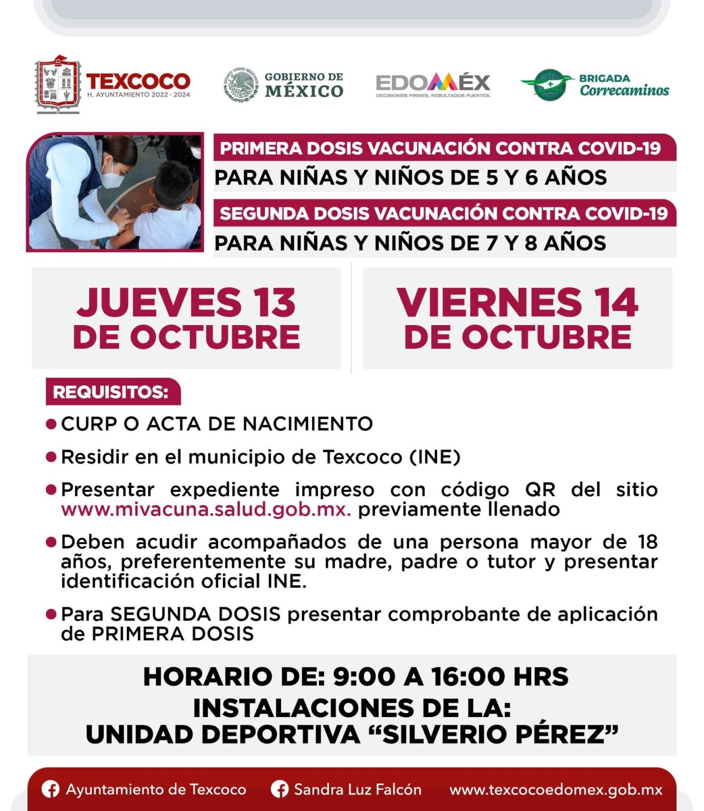 13 y 14 de octubre aplicarán vacuna contra covid-19 a menores en Texcoco