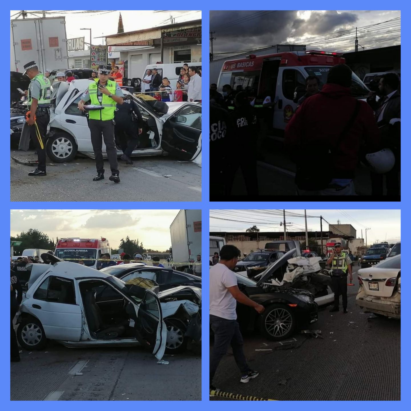 Carámbula en la Calpulalpan Texcoco 4 heridos y 4 vehículos participantes