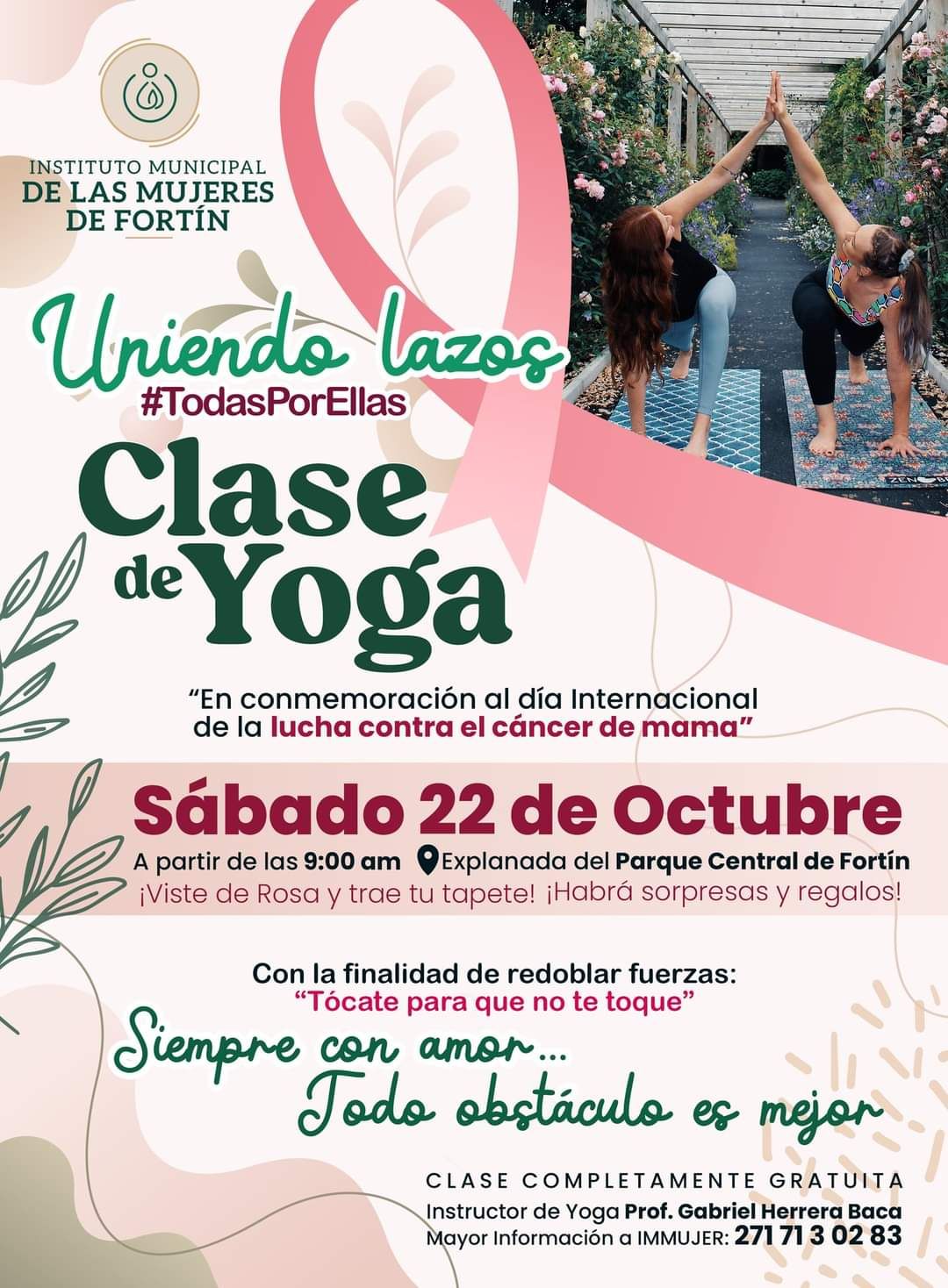 Invita Instituto de la Mujer a participar en clase masiva de Yoga 