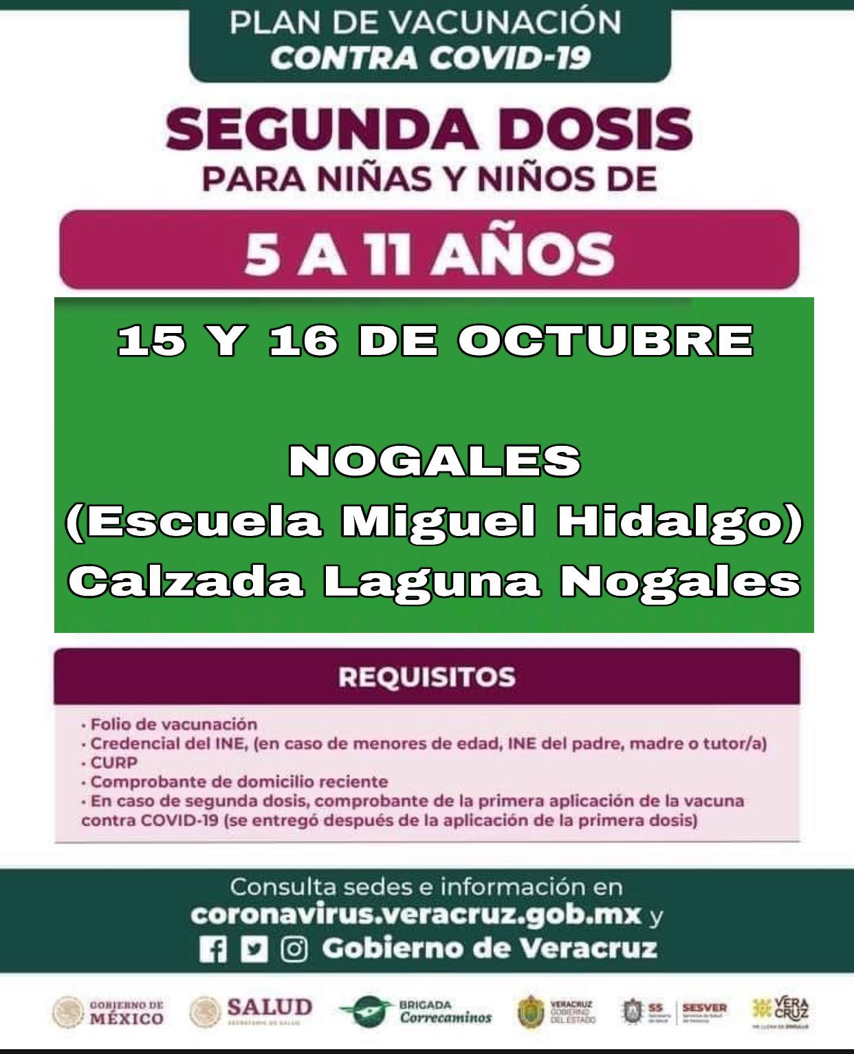 Vacunarán en Nogales Veracruz, a menores de edad.