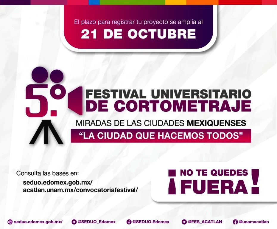 Informan que queda una semana para participar en el 5° Festival Universitario de Cortometraje Miradas de las Ciudades Mexiquenses