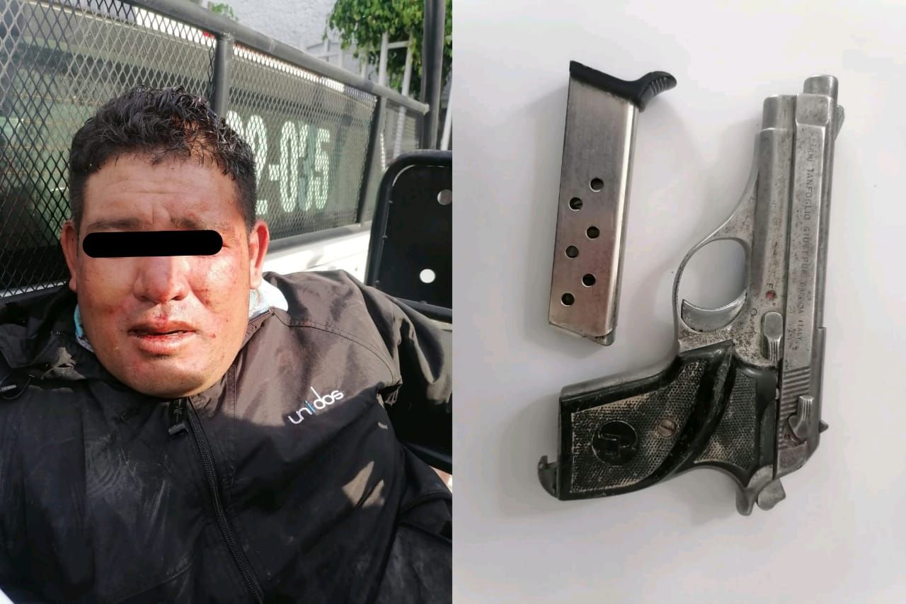 Policía de Ecatepec detiene a presunto asaltante de transporte 
público que disparó arma de fuego para amedrentar a pasajeros