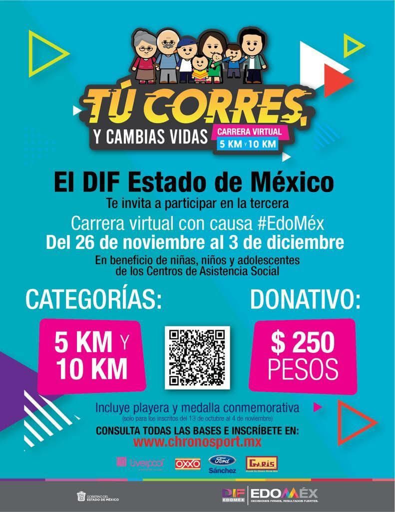 Convoca Difem a Carrera Virtual en Beneficio de
Niños y Adolescentes de Centros de Asistencia Social.