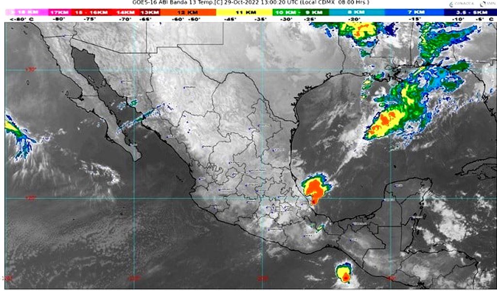 El frente Núm. 6 originará lluvias fuertes en el sureste del país