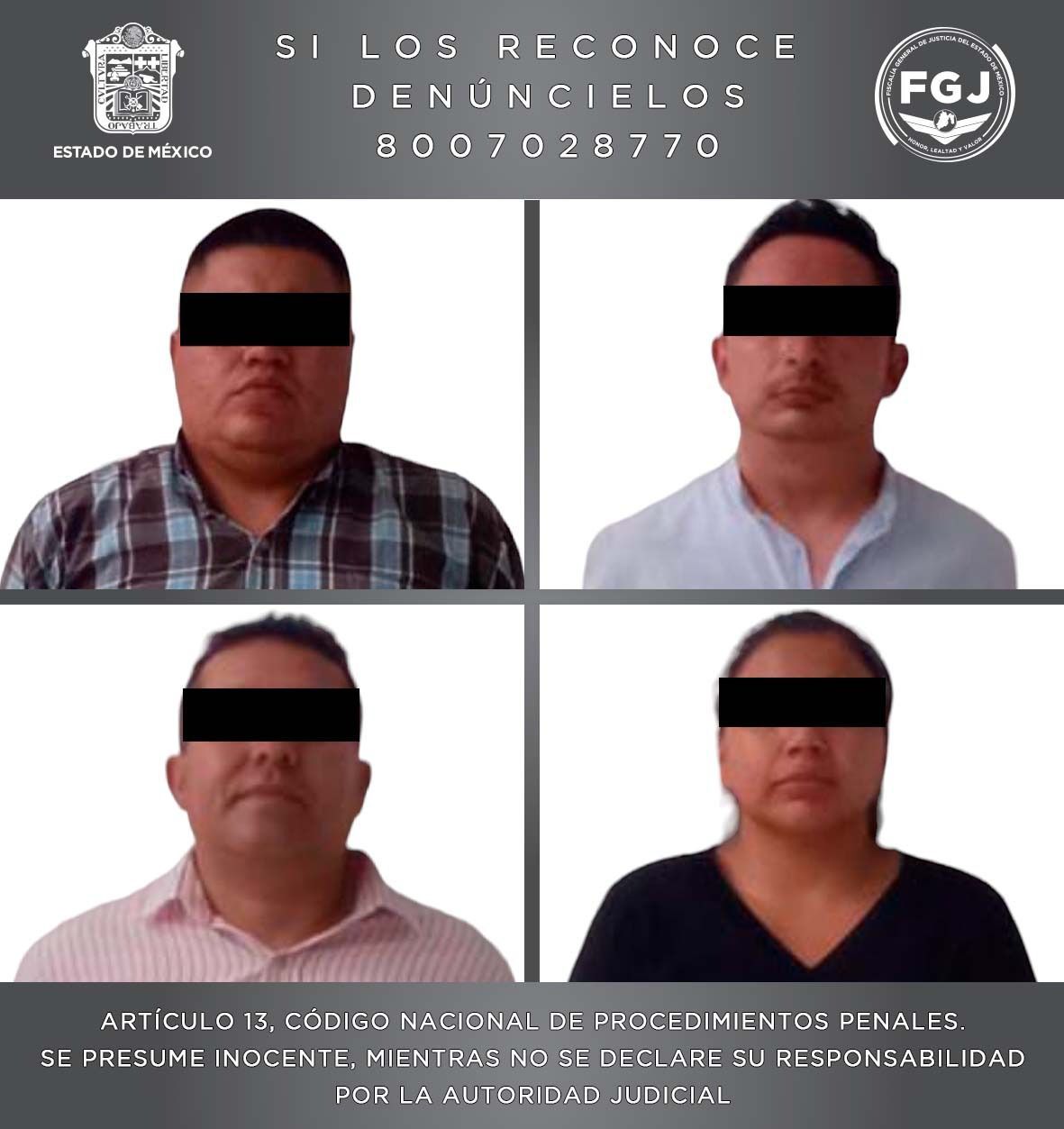 POR SECUESTRO EXPRÉS, CUATRO POLICÍAS DE NAUCALPAN FUERON VINCULADOS A PROCESO