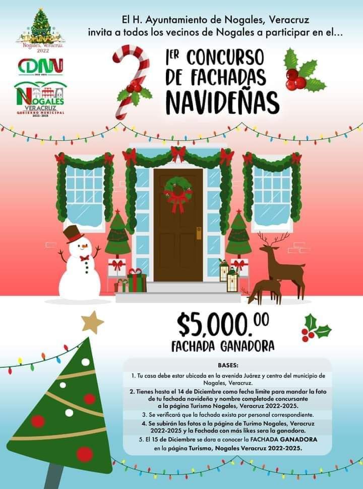Se realizará concurso de Fachadas navideñas en Nogales Veracruz 
