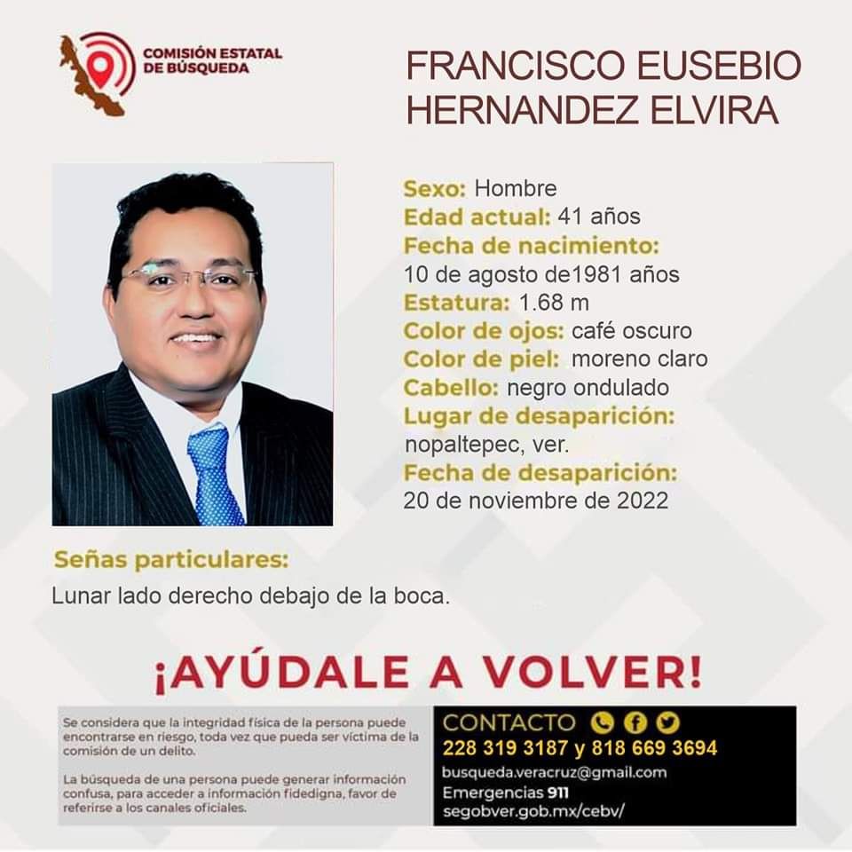 Desaparece presidente de club de periodistas. Francisco Hernández Elvira