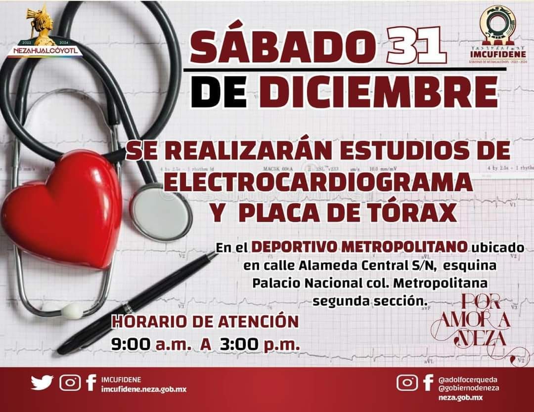En Neza se Realizarán Electrocardiogramas
y Placas de Tórax a Bajo Costo.
