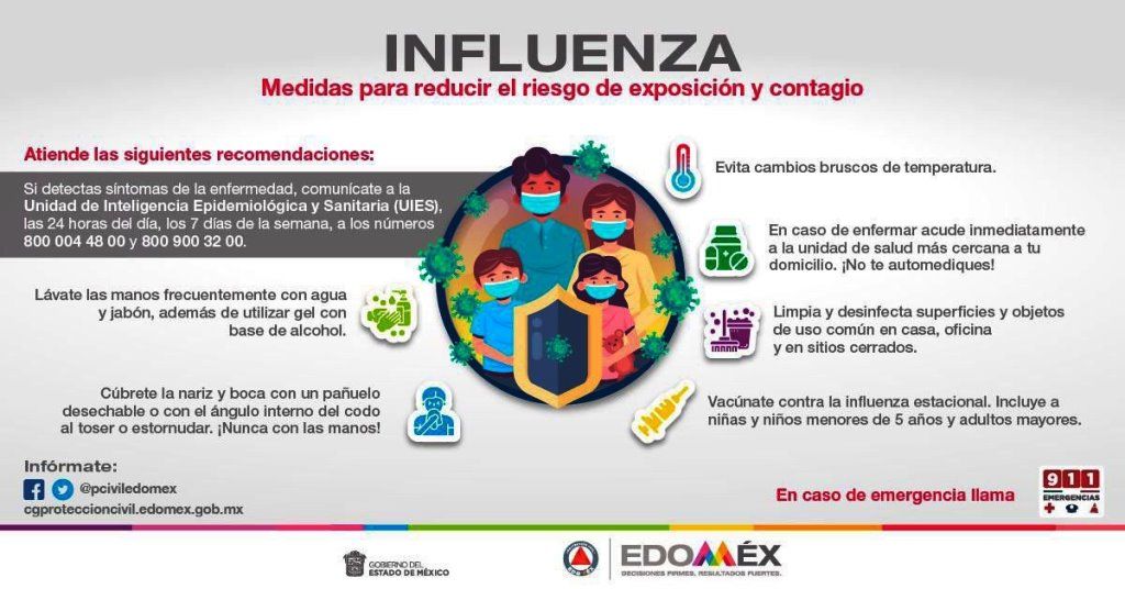 Protección Civil del Edoméx emite consejos para evitar contagios de influenza