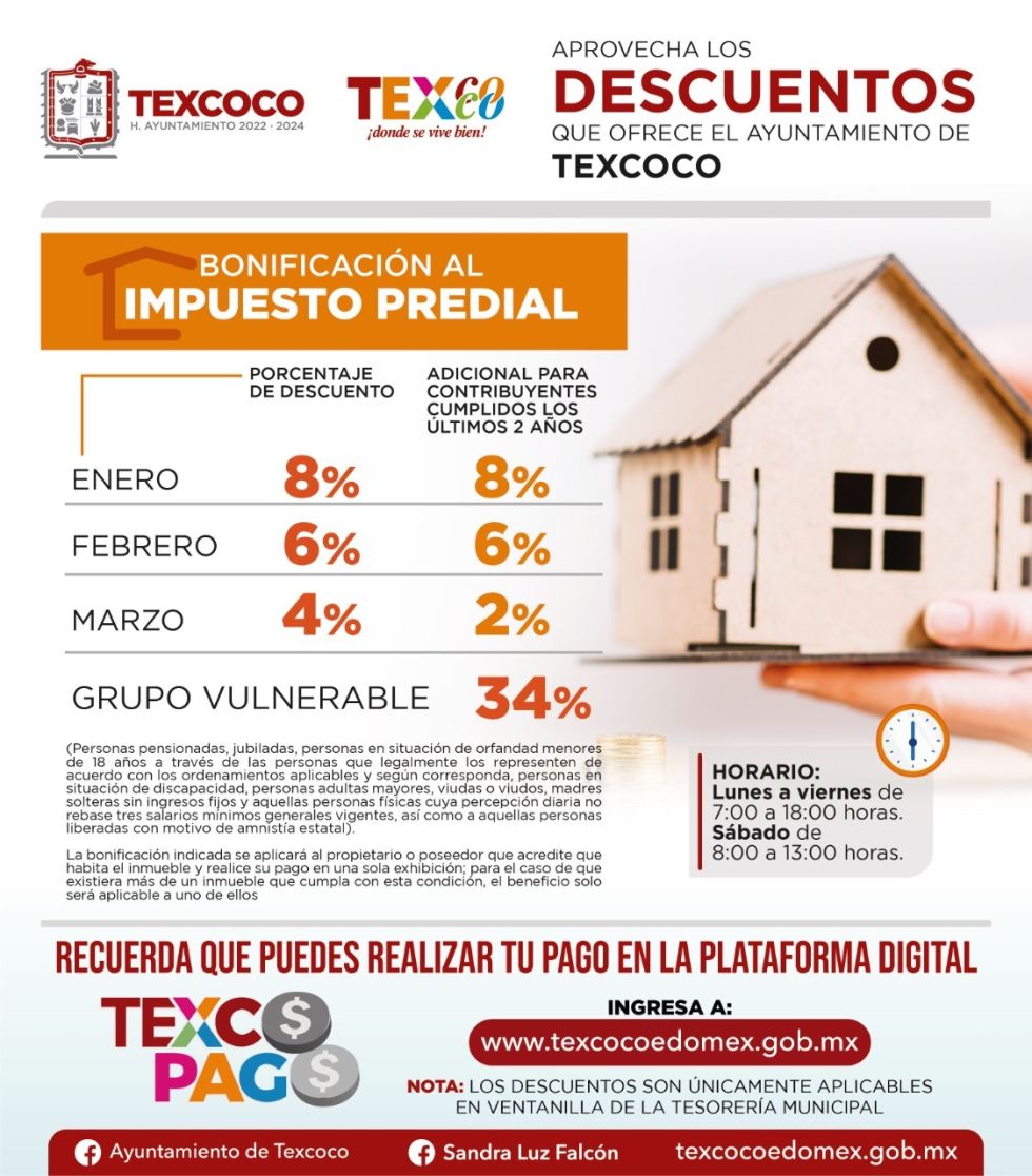 Contribuyentes aprovechan descuentos en pago de predial y agua en Texcoco 