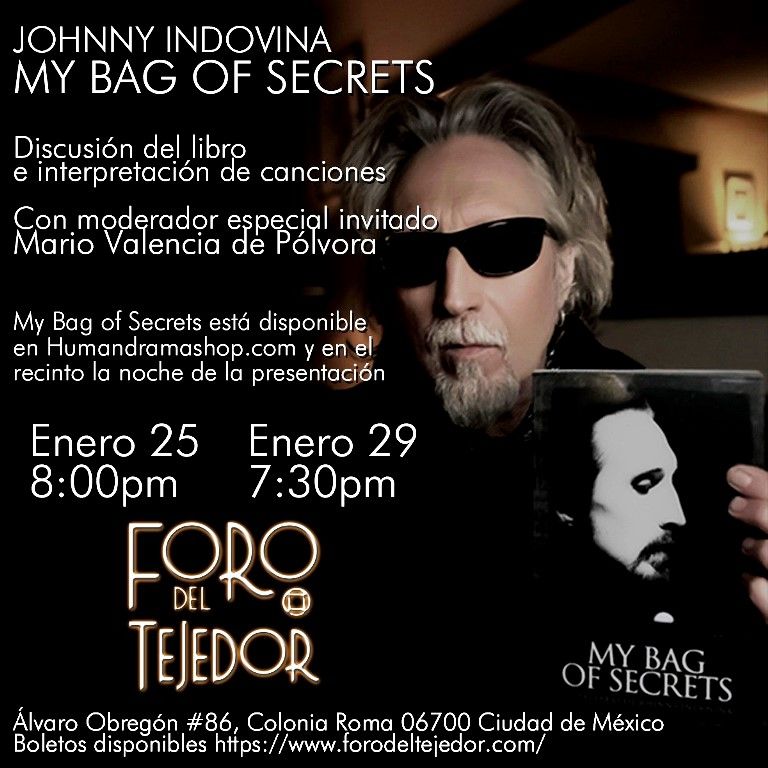 Johnny Indovina presentará su libro My Bag of Secrets en el Foro del Tejedor  los días 25 y 26 de enero