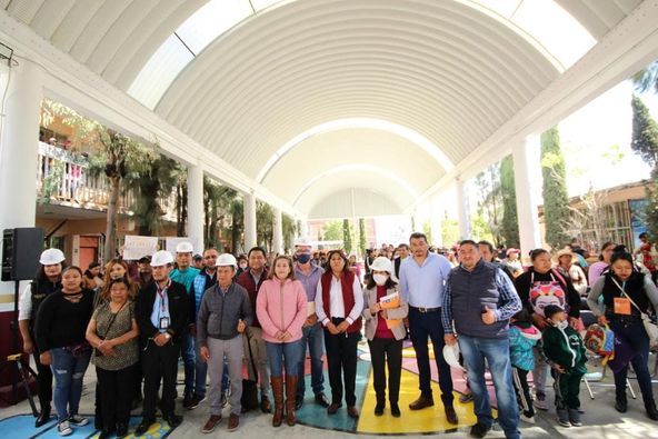 Gobierno de Chimalhuacán Beneficia con Arco techo a estudiantes del preescolar "Huitzilihuitl"

