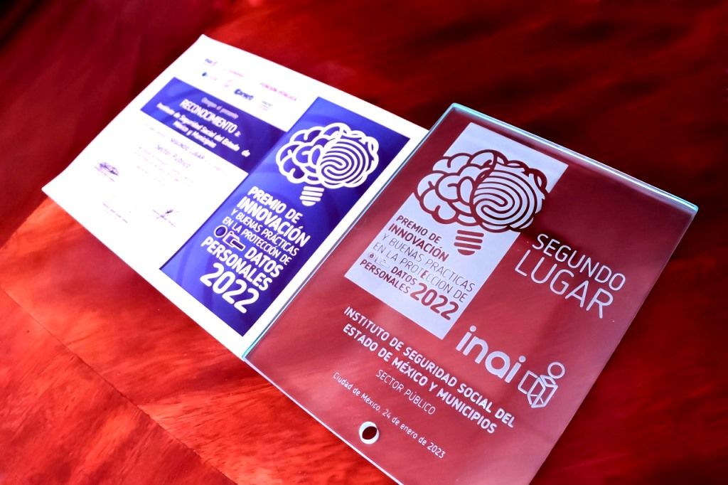 El ISSEMyM obtiene el segundo lugar nacional en el Premio Innovación y Buenas Prácticas en la protección de datos personales