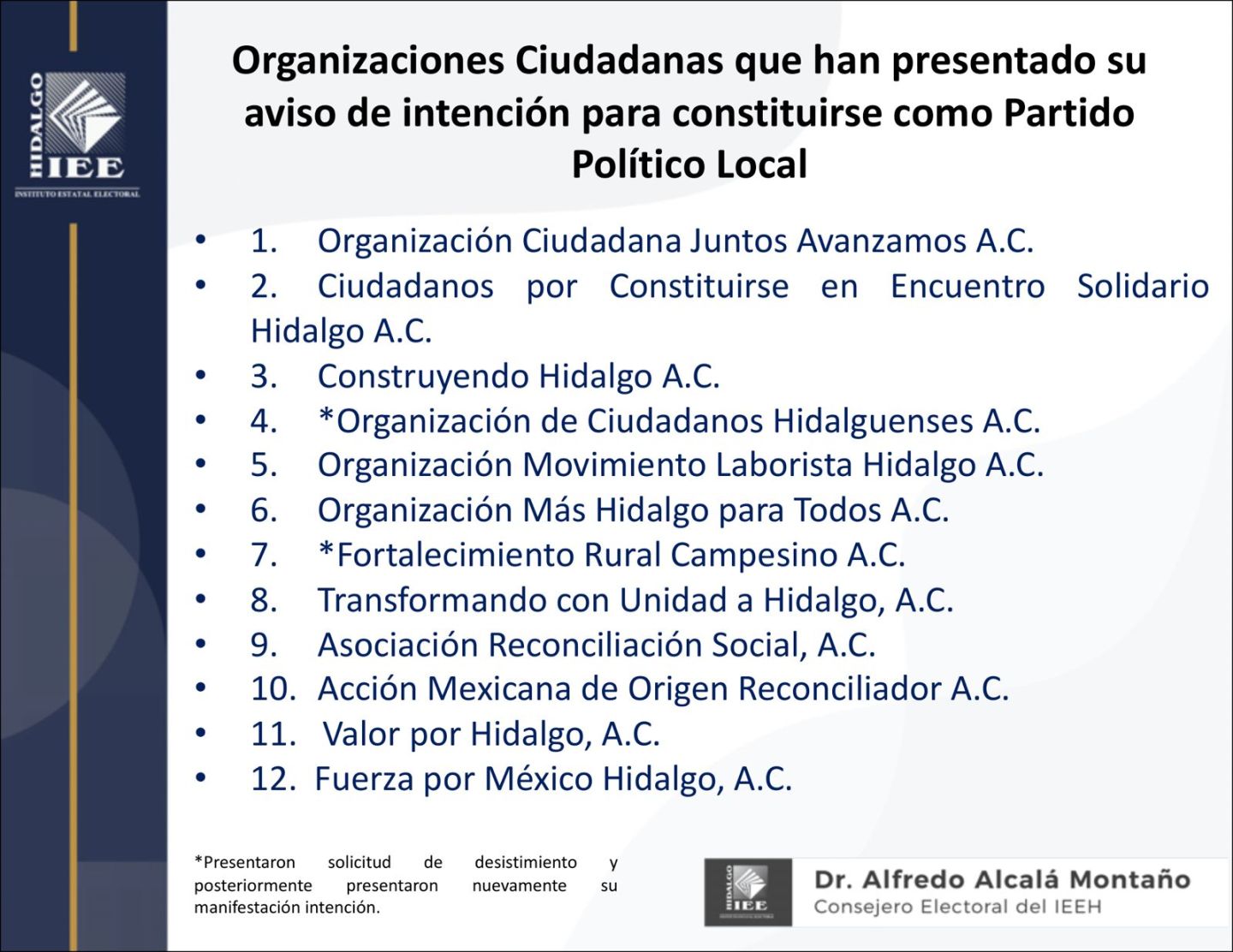 Doce organizaciones quieren ser partidos locales: Alcalá Montaño 
