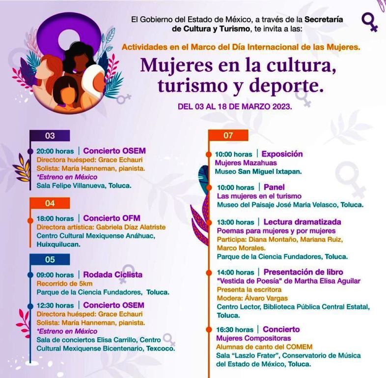 La Secretaría de Cultura y Turismo alista la conmemoración del Día Internacional de la Mujer
