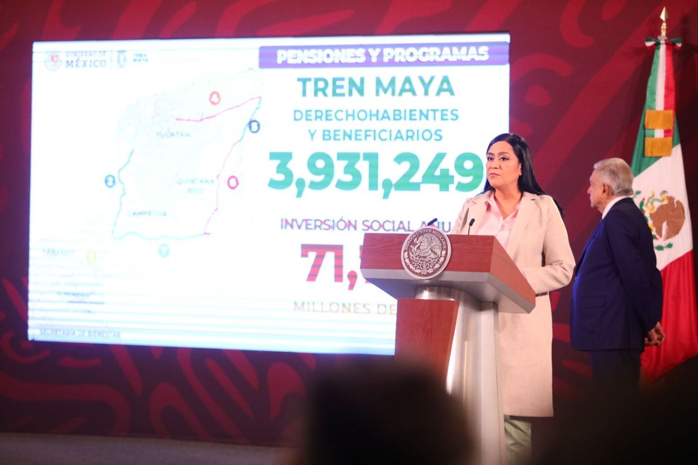 3.9 millones personas reciben Pensiones y Programas de Bienestar en comunidades donde transitará Tren Maya 