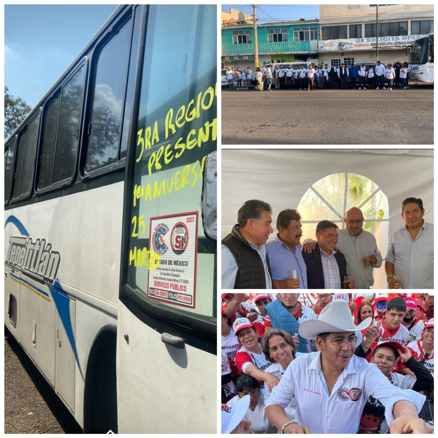 Autobuses Tepettitlan de región 3a del sindicato USON estuvieron presente en su 1er aniversario apoyando a su líder Memo Fragoso 