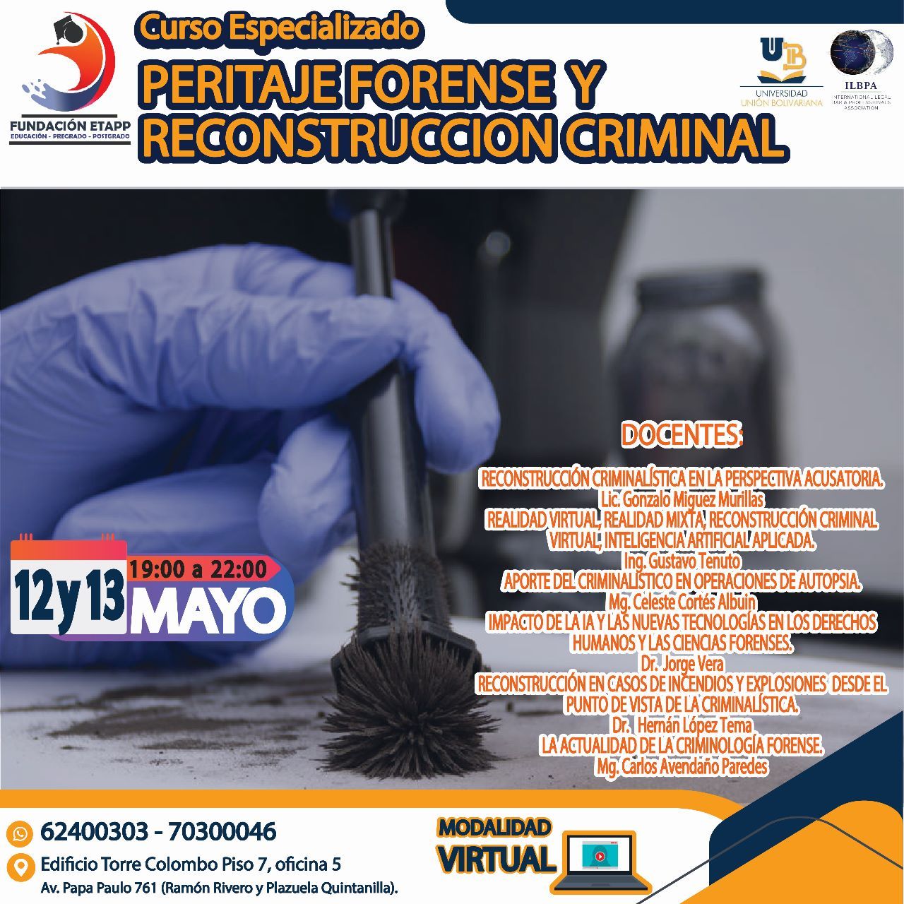 Curso especializado sobre peritaje forense y reconstrucción criminal