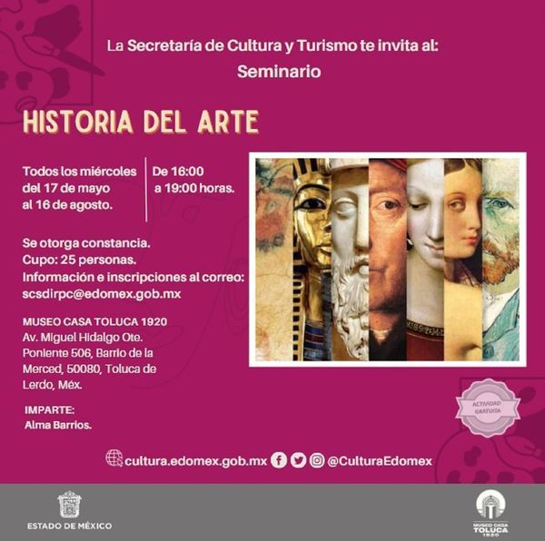 
Abre Secretaría de Cultura y Turismo Inscripción al Seminario ’Historia Del Arte’
