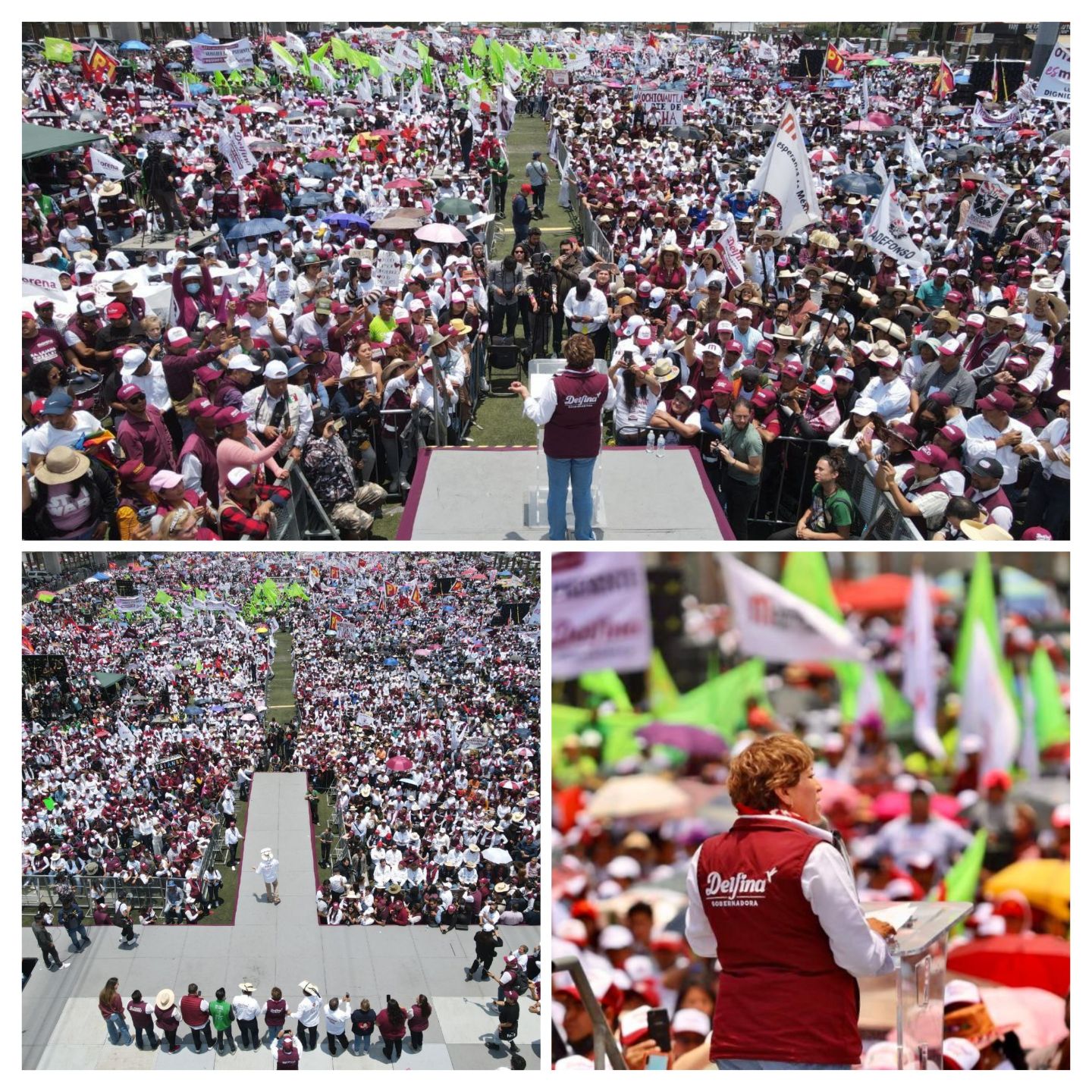 La esperanza del cambio se deja sentir en Toluca; 50 mil mexiquenses acompañan a Delfina Gómez en primer cierre de campaña
