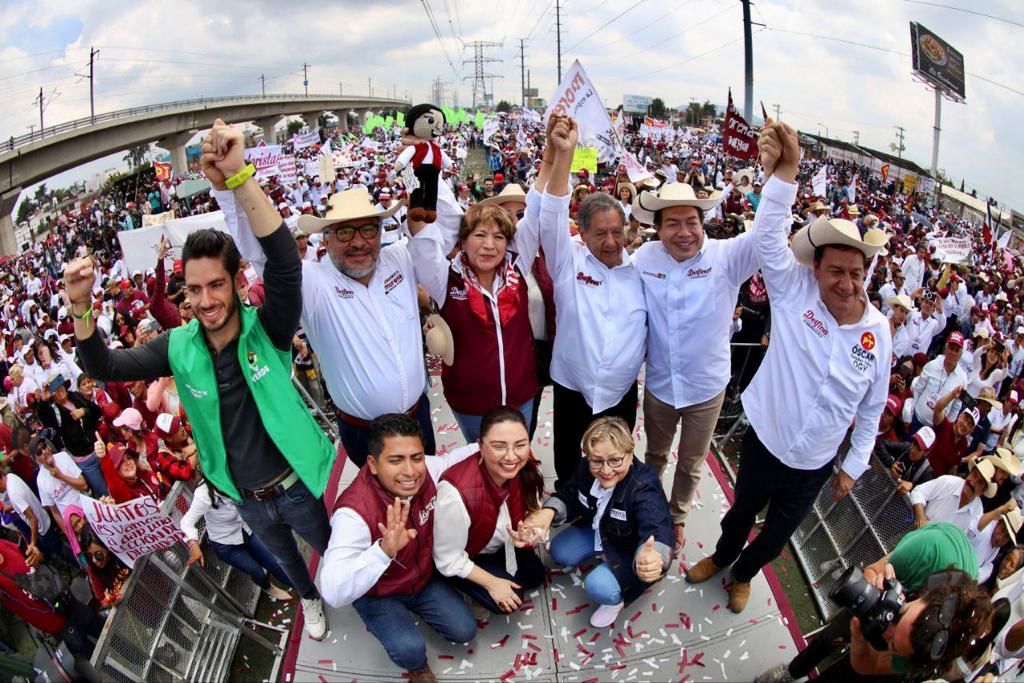 50 mil mexiquenses acompañan a Delfina Gómez en primer cierre de campaña.