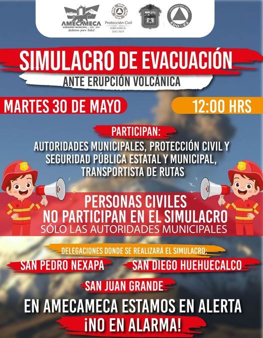 En Amecameca Realizarán este 30 de mayo Simulacro de Evacuación
