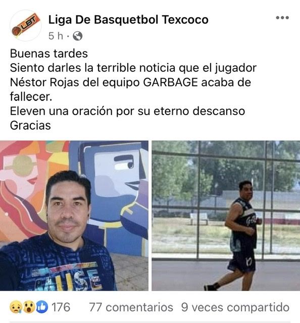Fallece basquetbolista durante juego en el polideportivo de Texcoco 