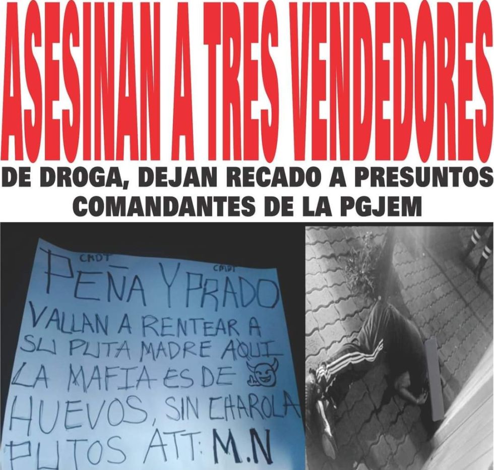 Ejecutan a tres vendedores de droga dejan Narco mensaje a comandantes de la fiscalía de Nezahualcóyotl ,podría haber corrupción de los elementos de la FGJEM 