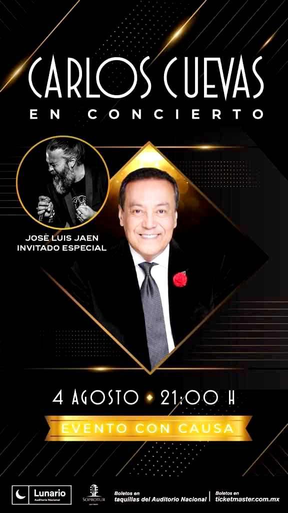 Carlos Cuevas se presentará el 4 de agosto en ’El Lunario’ en Show a Beneficio
