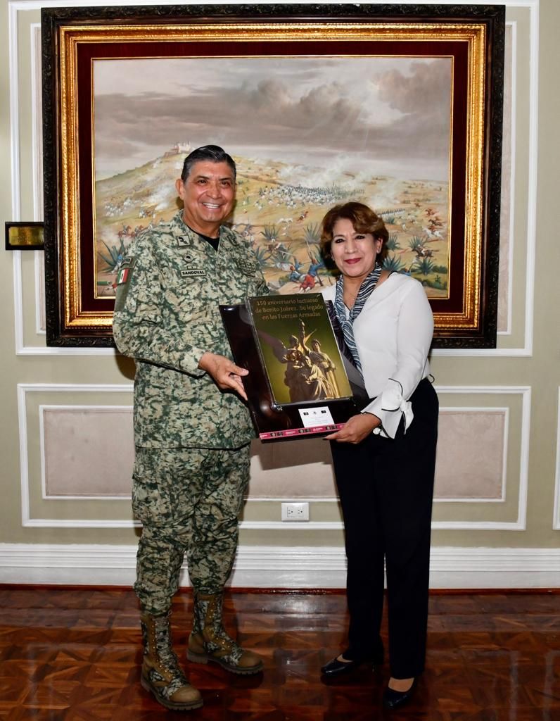 Delfina Gómez, se reúne con el general Luis Cresencio Sandoval, titular de la SEDENA