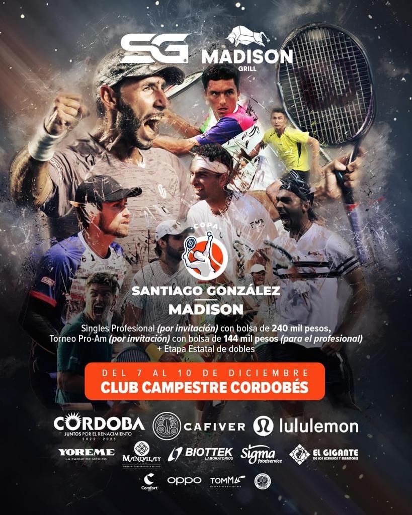 Recibirá Córdoba a tenistas de alto nivel en Copa ’Santiago González - Madison’ 