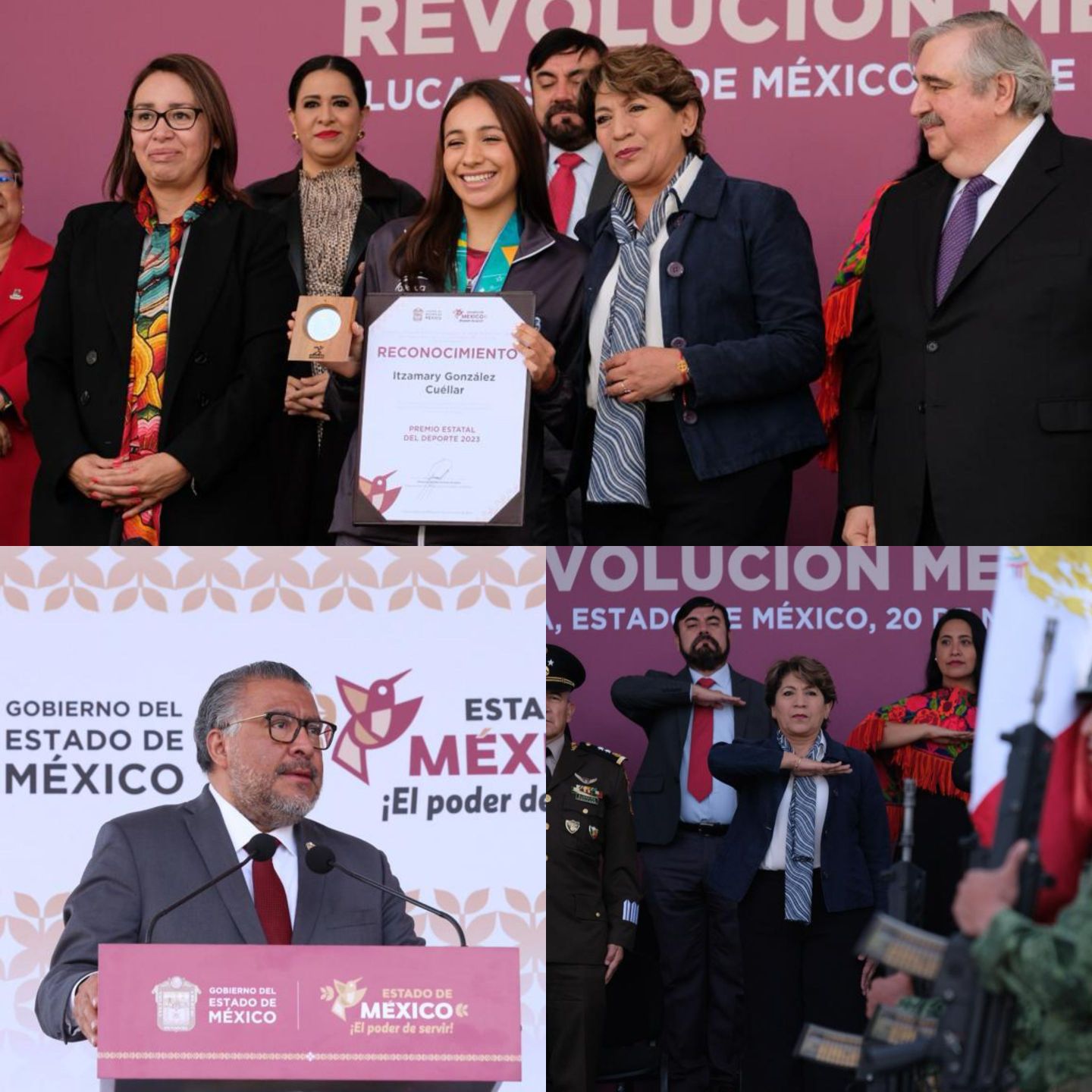 Gobernadora Delfina Gómez Álvarez encabeza la Ceremonia por el Aniversario de la Revolución Mexicana y la entrega del Premio Estatal del Deporte