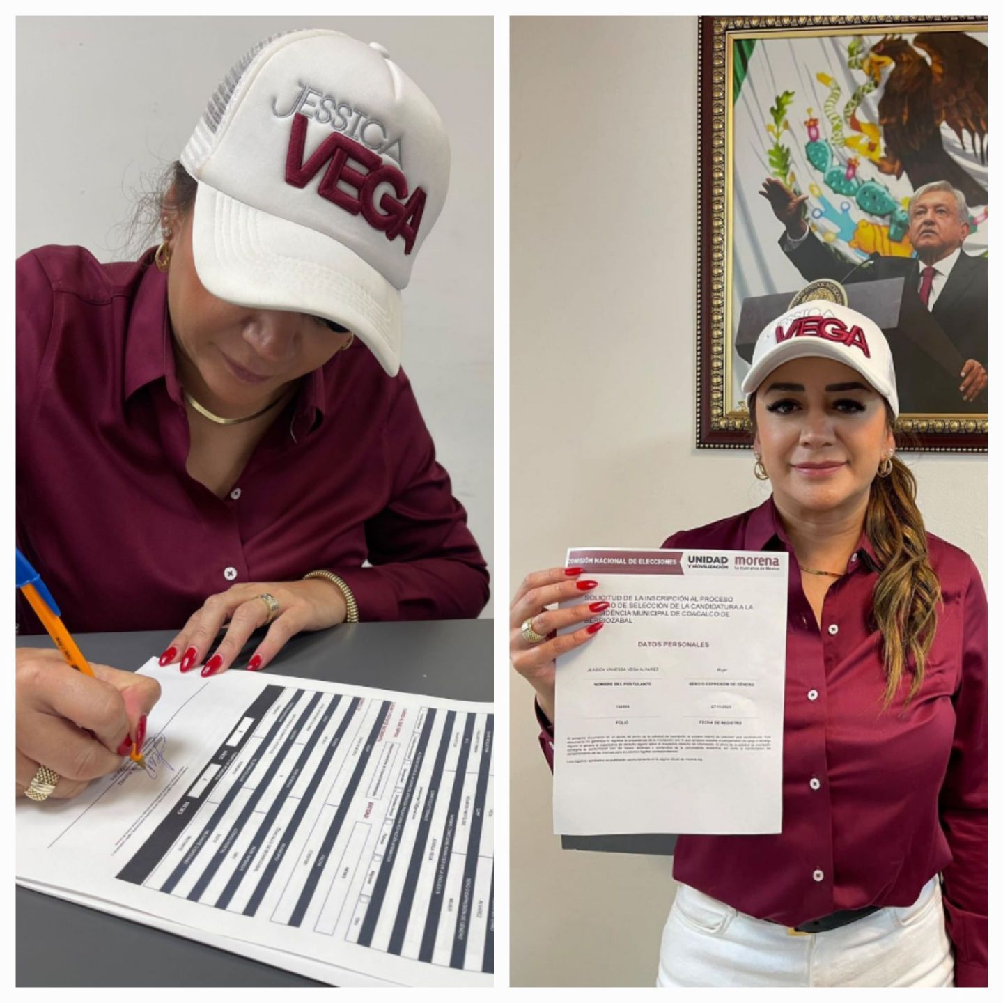Jessica Vega Álvarez se registra como aspirante a la presidencia municipal