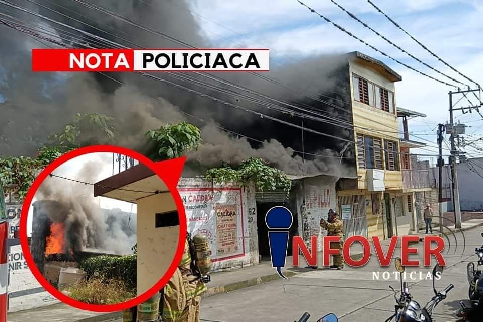 Se incendia taller de motos de El Pollo