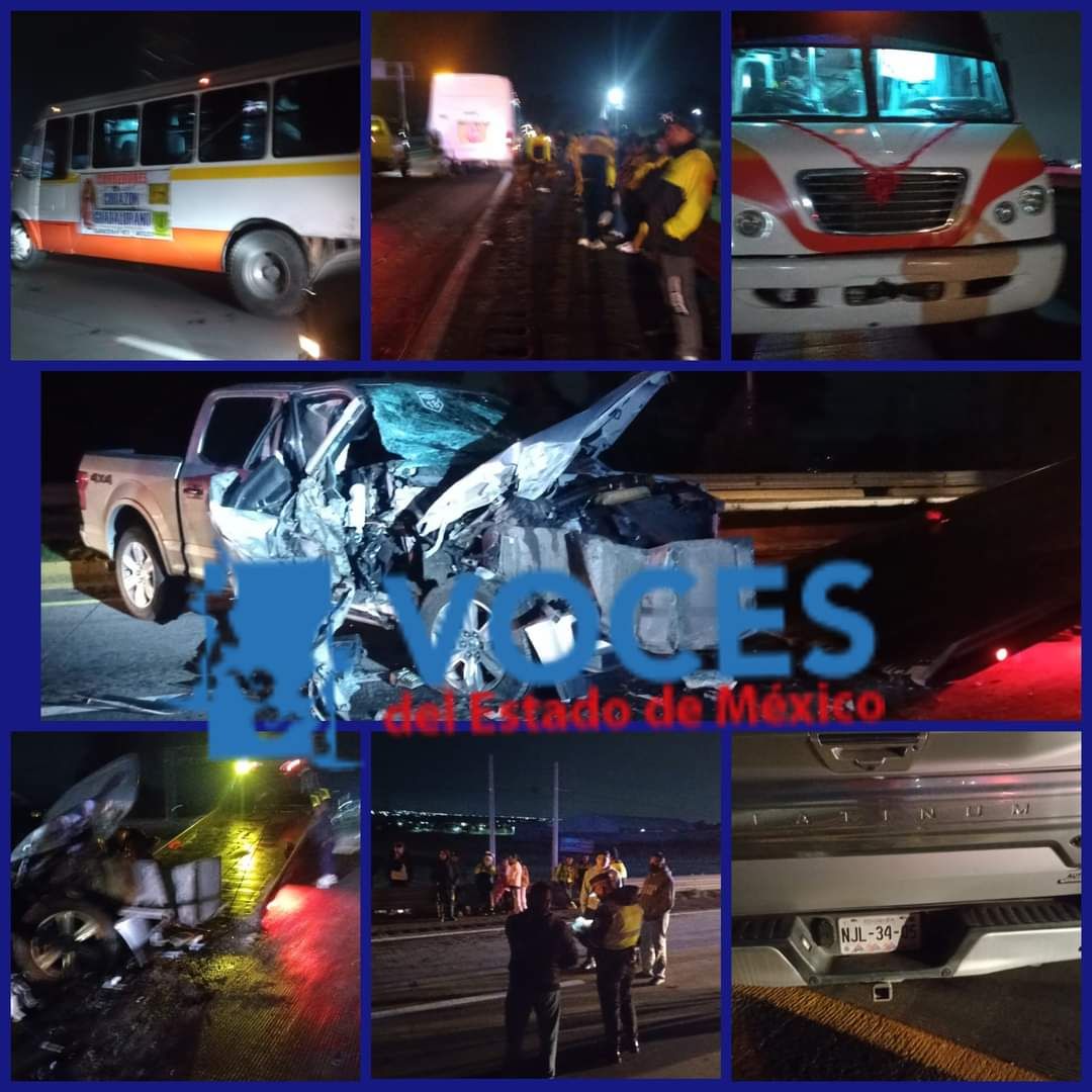 Conductor en estado de ebriedad choca contra una  unidad de peregrinos en la carretera Texcoco -Calpulalpan.
