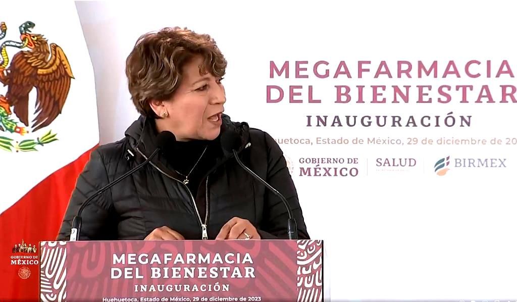 Mensaje de la Gobernadora Delfina Gómez, durante la inauguración de la Megafarmacia del Bienestar