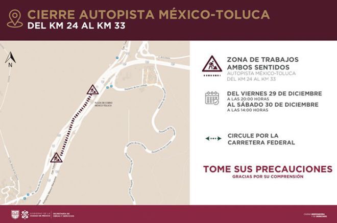 ¡Precaución!, cierran la autopista México-Toluca, en La Marquesa - Caseta La Venta