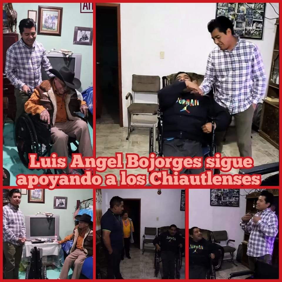 Luis Angel Bojorges Miranda entrega sillas de ruedas en Chiautla  .