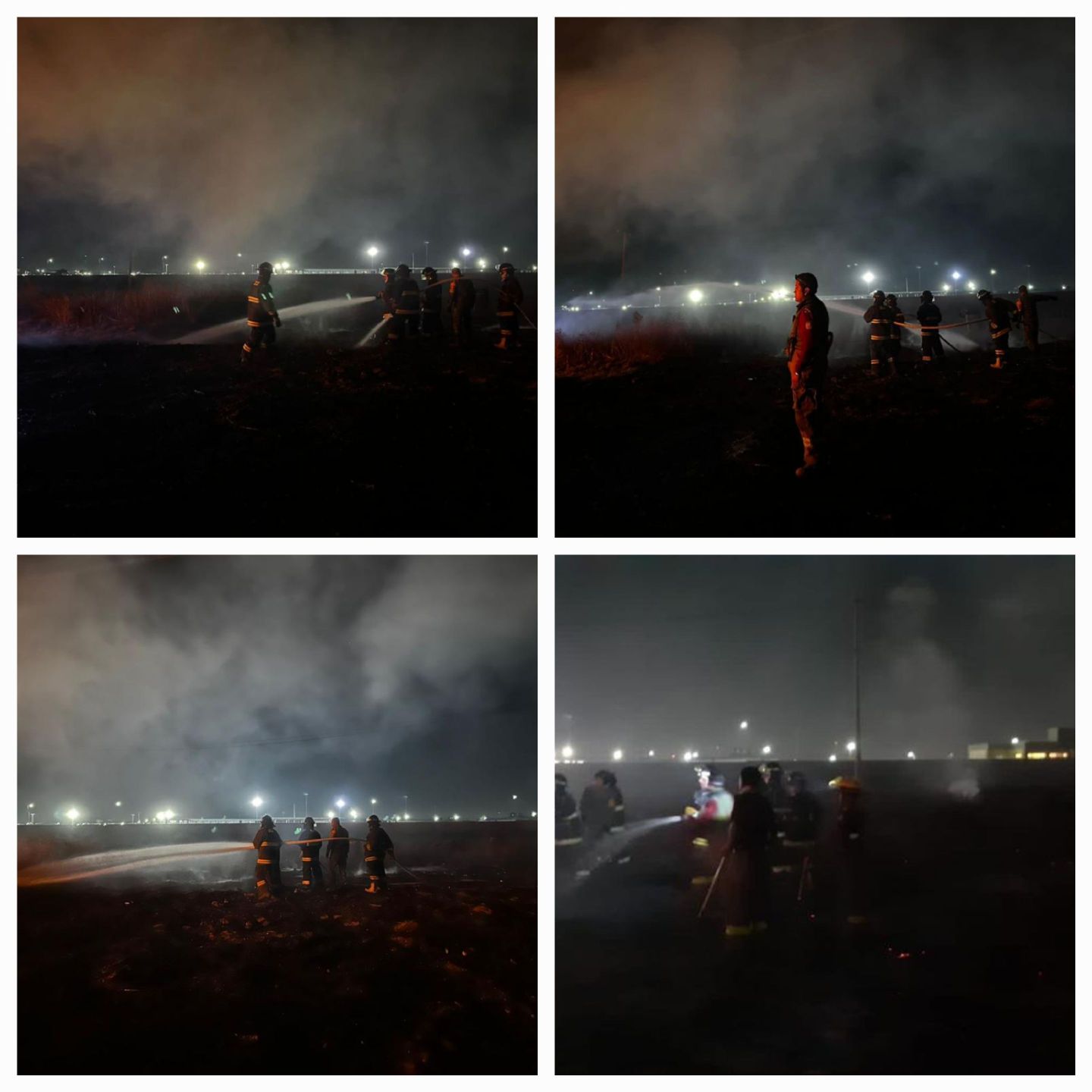 Sofocan Bomberos de Tecámac incendio de pastizales en inmediaciones del AIFA 