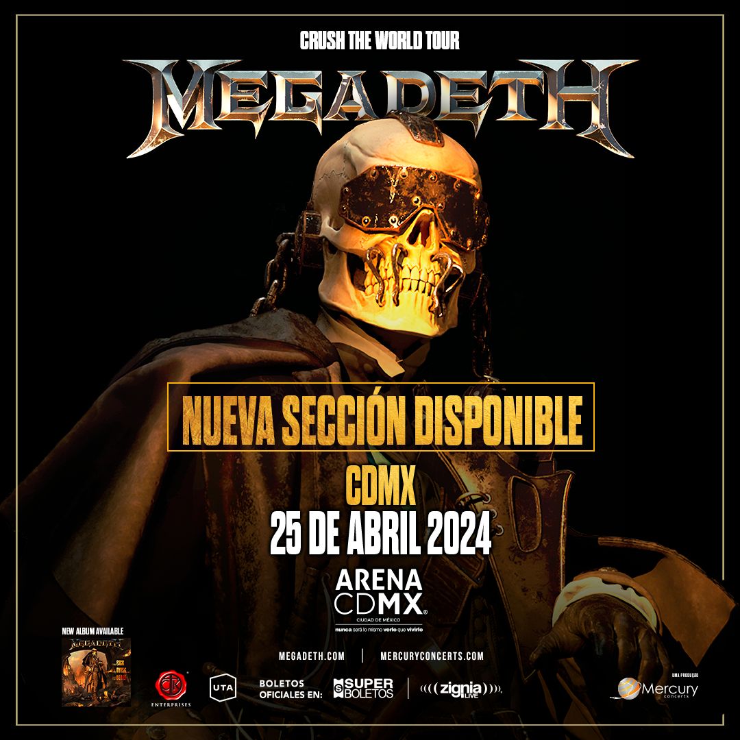 Nueva sección para el concierto de Megadeth en la Arena CDMX.