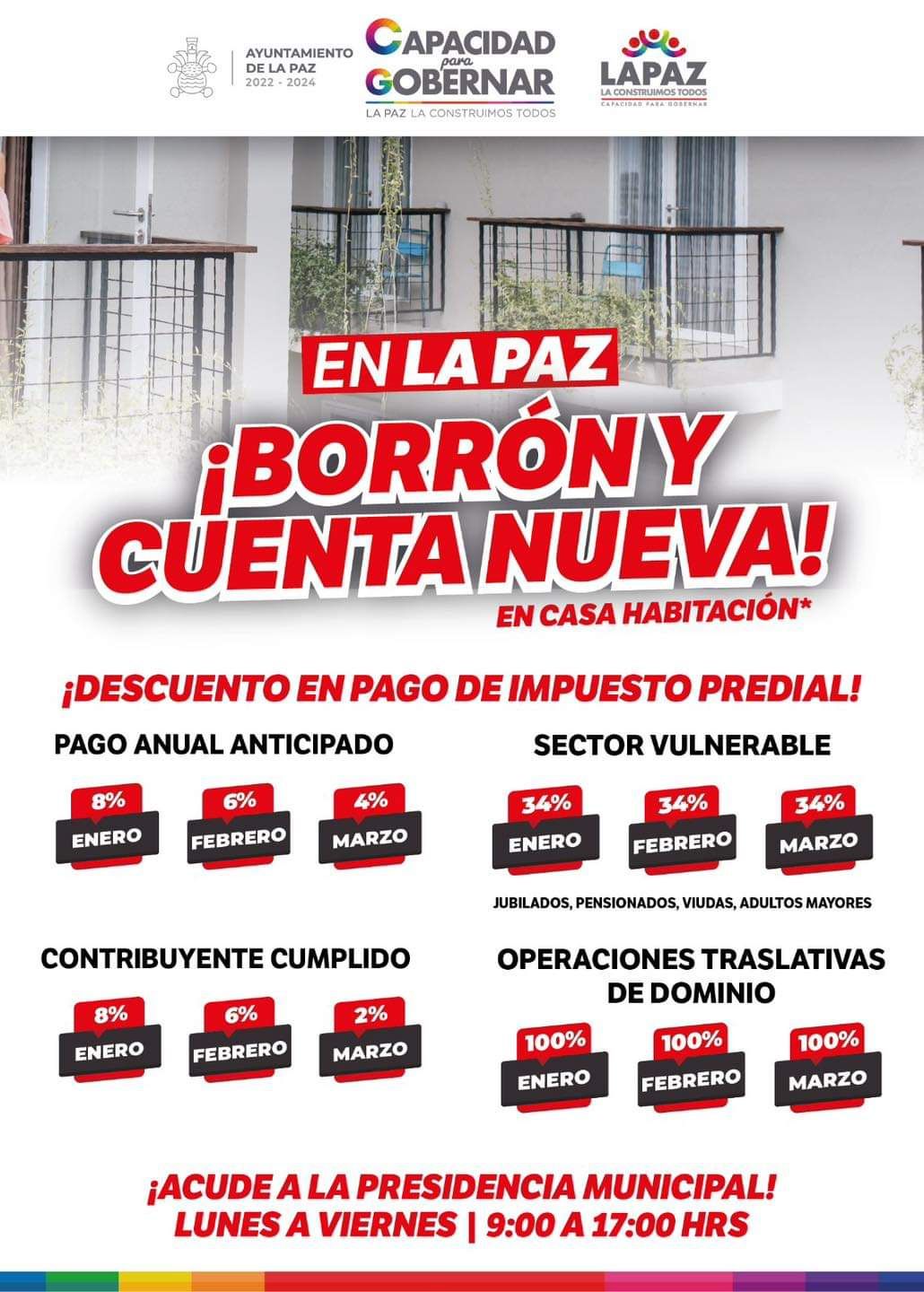 Gobierno que encabeza Cristina González   recompensa a los contribuyentes cumplidos con borrón y cuenta nueva en La Paz 
