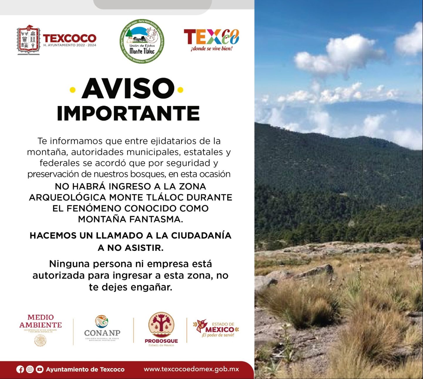 Prohiben acceso al monte Tlaloc, visitantes no podrán ver la montaña fantasma 