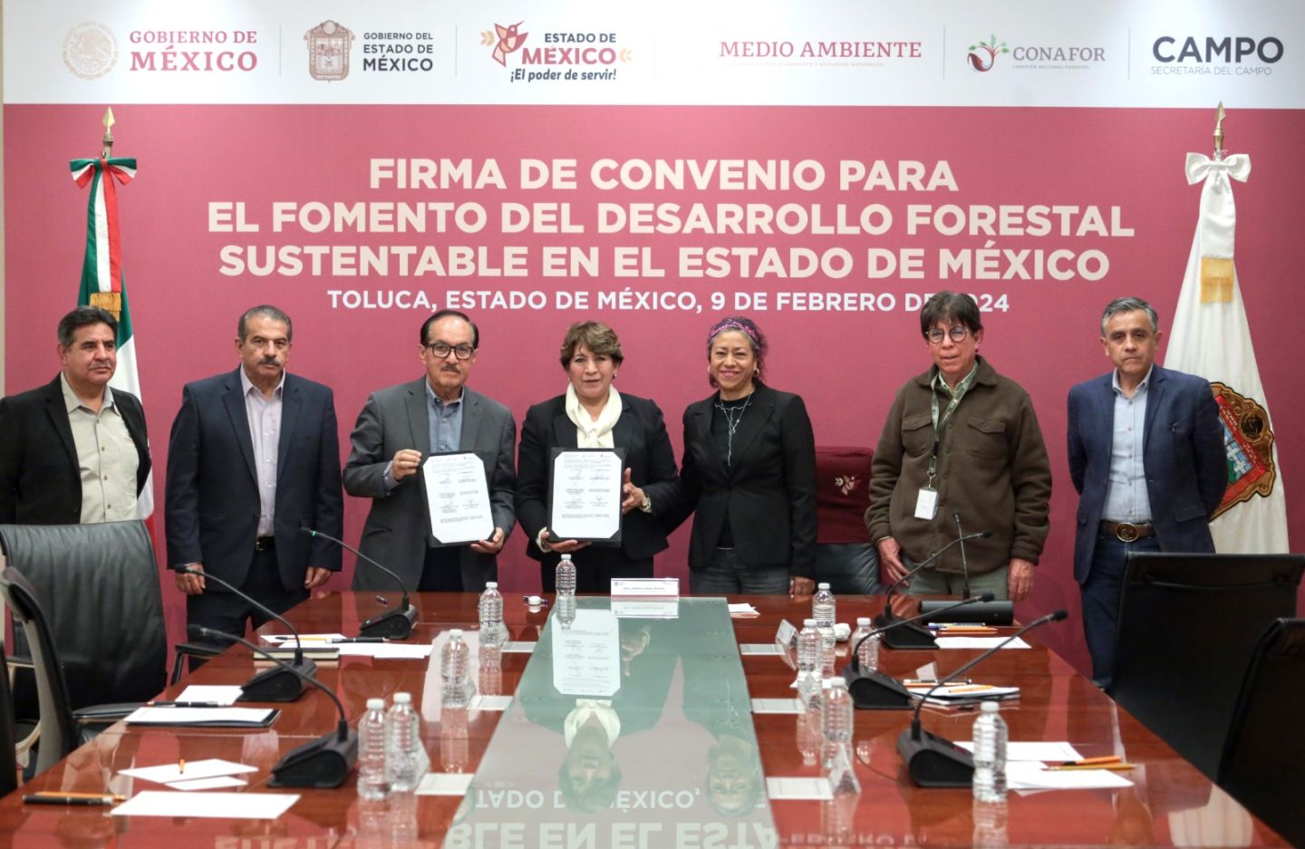 Firma Gobernadora Delfina Gómez convenio con Conafor para conservar y desarrollar las zonas forestales del edomex 