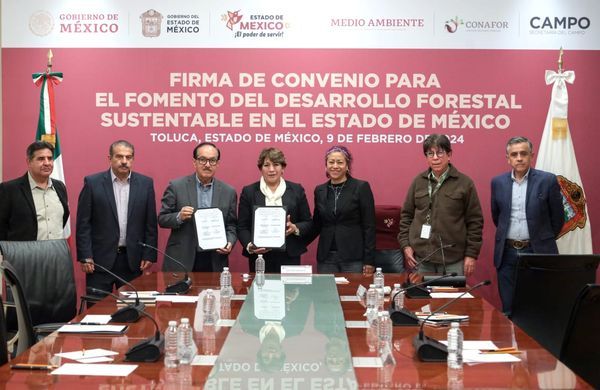 Firma Gobernadora Delfina Gómez Convenio con Conafor para Conservar y Desarrollar las Zonas Forestales del Estado de México 